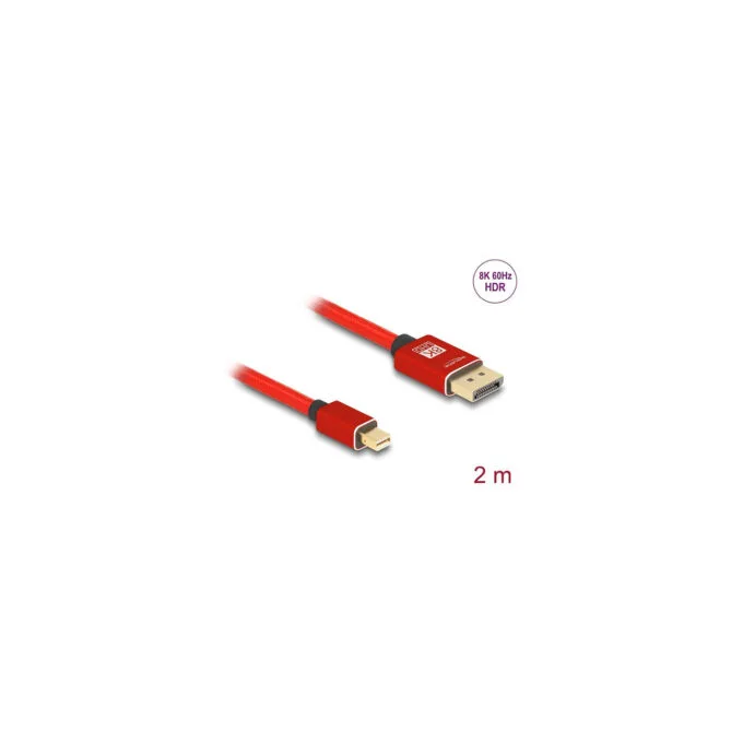 Delock Mini DisplayPort zu DisplayPort Kabel 8K 60 Hz 2 m rot Metall ohne Einrastfunktion — image 2