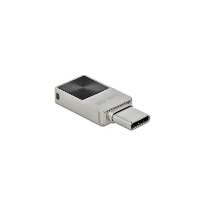 DELOCK Mini USB-C Flash Drive - 128GB - USB 3.2 Gen1 (5Gbps), Metal Housing, Silver, Capless, Keyring — image 1