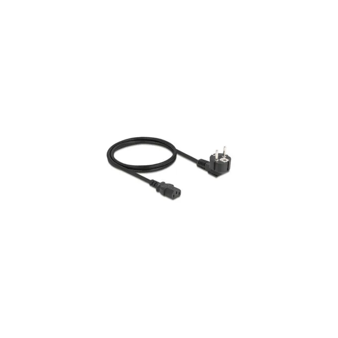 Delock Netzkabel PC Schutzkontaktstecker CEE 7 7 90° gewinkelt auf C13 Buchse. 1 m. 3 x 0.75 mm2 schwarz — image 1