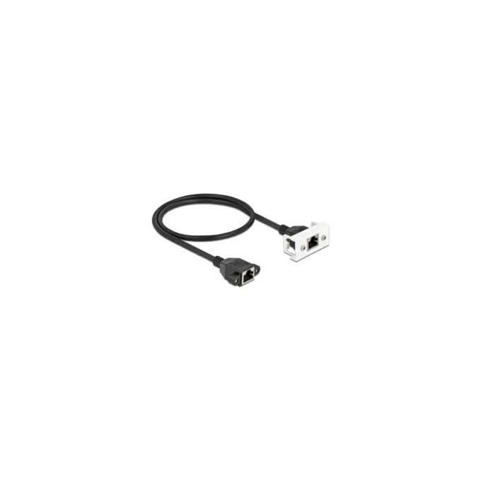 Delock Netzwerk Verlängerungskabel für Easy 45 Modul S FTP RJ45 Buchse zu RJ45 Buchse Cat.6A 50 cm schwarz weiß — image 1