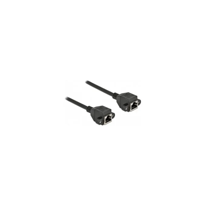 Delock Netzwerk Verlängerungskabel S FTP RJ45 Buchse zu RJ45 Buchse Cat.6A 5 m schwarz — image 1