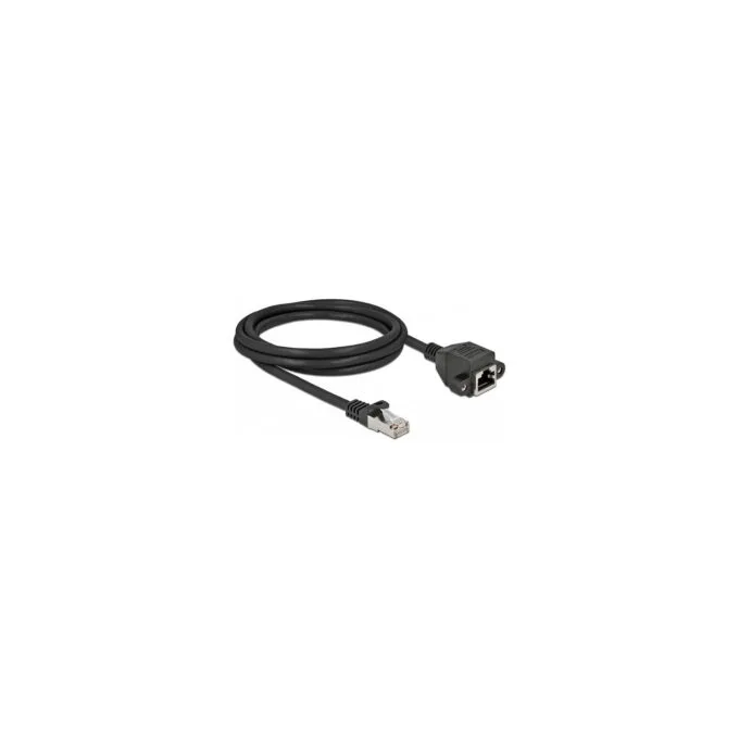 Delock Netzwerk Verlängerungskabel S FTP RJ45 Stecker zu RJ45 Buchse Cat.6A 1 m schwarz — image 1