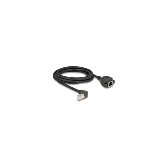 Delock Netzwerk Verlängerungskabel S FTP Stecker RJ45 Stecker 90° gewinkelt zu RJ45 Einbaubuchse Cat.6A 3 m schwarz — image 2