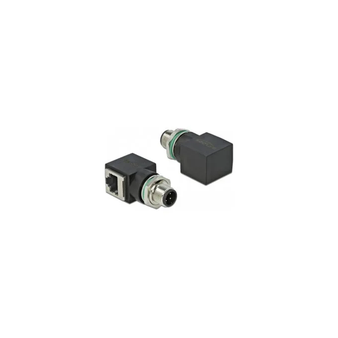 Delock Netzwerkadapter M12 D-kodiert 4 Pin Stecker zu RJ45 Buchse — image 1