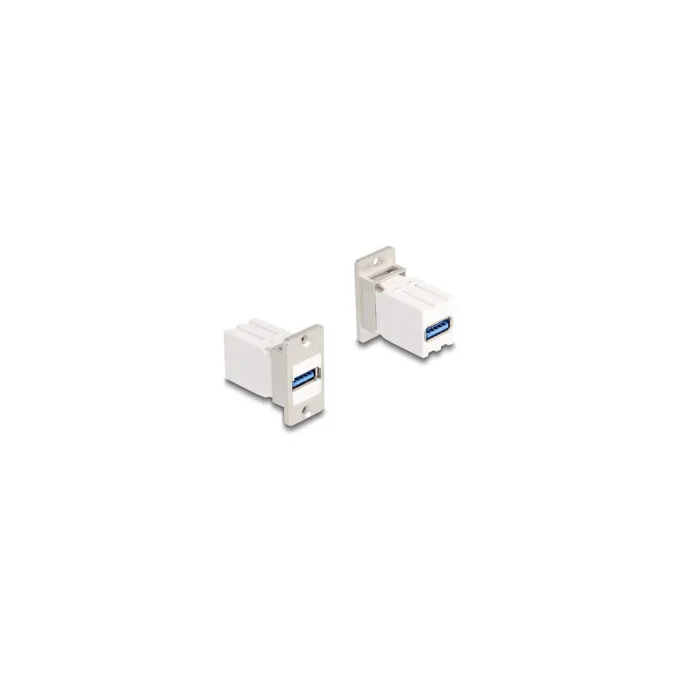 Delock Panel Mount Kupplung USB 5 Gbps Typ-A Buchse zu USB Typ-A Buchse konisch — image 1