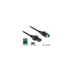 Delock PoweredUSB Kabel Stecker 12 V to 2 x 4 Pin Stecker 4 m für POS Drucker und Terminals