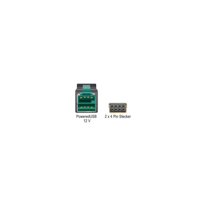 Delock PoweredUSB Kabel Stecker 12 V to 2 x 4 Pin Stecker 4 m für POS Drucker und Terminals — image 4