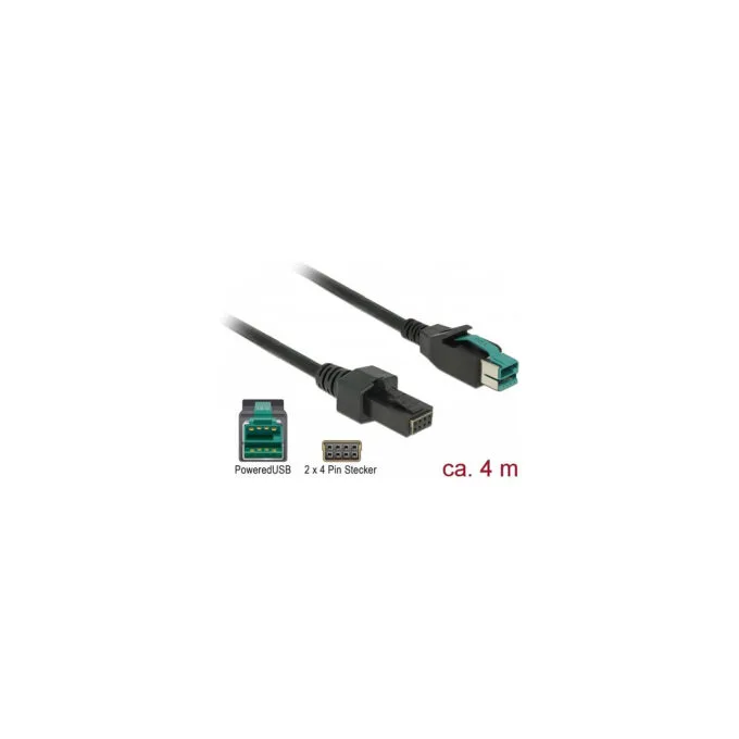 Delock PoweredUSB Kabel Stecker 12 V to 2 x 4 Pin Stecker 4 m für POS Drucker und Terminals — image 1