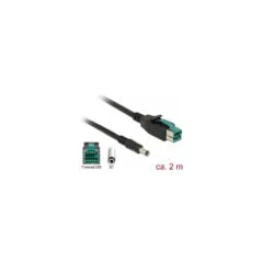 Delock PoweredUSB Kabel Stecker 12 V to DC 5.5 x 2.1 mm Stecker 2 m für POS Drucker und Terminals