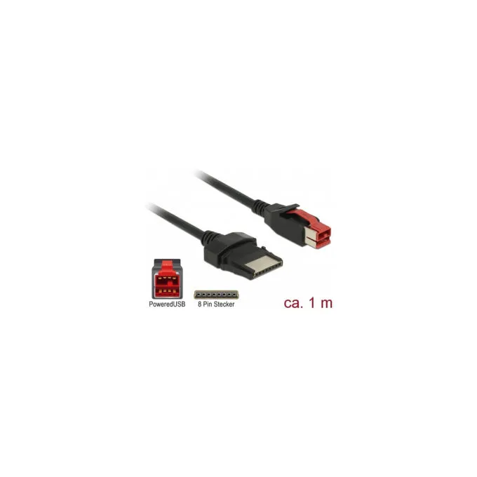Delock PoweredUSB Kabel Stecker 24 V to 8 Pin Stecker 1 m für POS Drucker und Terminals — image 1
