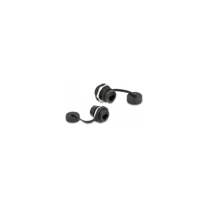 DeLock RJ45 Cat.6 Einbaubuchse mit Verschlusskappe IP67 staub- und wasserdicht — image 1