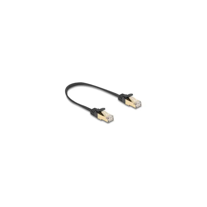 Delock RJ45 Flachband Netzwerkkabel mit Geflechtmantel Cat.6A U FTP Stecker zu Stecker 0.25 m schwarz — image 2