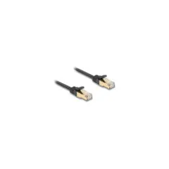 Delock RJ45 Flachband Netzwerkkabel mit Geflechtmantel Cat.6A U FTP Stecker zu Stecker 0.25 m schwarz