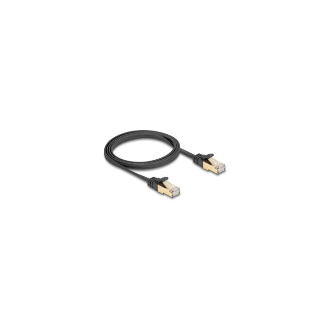 Delock RJ45 Flachband Netzwerkkabel mit Geflechtmantel Cat.6A U FTP Stecker zu Stecker 1 m schwarz — image 2