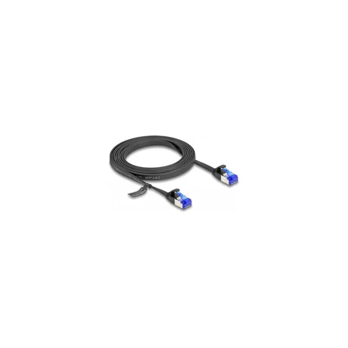 Delock RJ45 Flachband Patchkabel Stecker zu Stecker Cat.6A flexibel 2 m schwarz — image 2