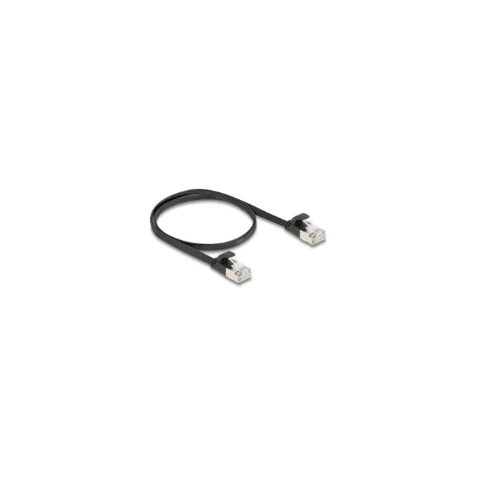 Delock RJ45 Flachband Patchkabel Stecker zu Stecker Cat.6A U FTP 0.5 m schwarz — image 2