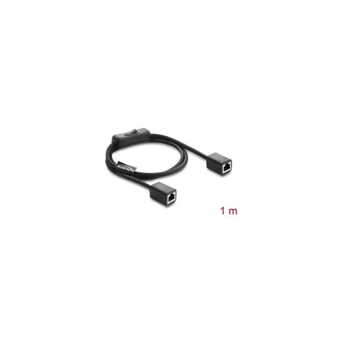 Delock RJ45 Kabel Buchse zu Buchse mit Schalter Cat.6 F UTP 1 m - Netzwerkschaltung schwarz — image 1