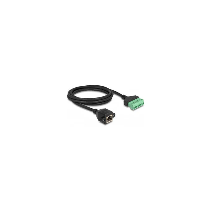 Delock RJ45 Kabel Cat.6 Buchse zu Terminalblock Adapter zum Einbau 2 m 2-teilig — image 1