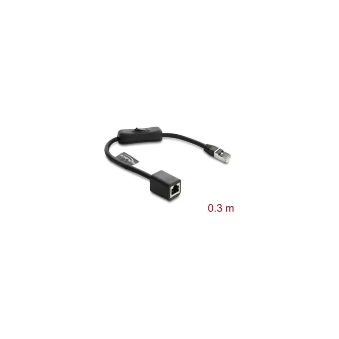 Delock RJ45 Kabel Stecker zu Buchse mit Schalter Cat.6 F UTP 0.3 m - Netzwerkschaltung schwarz — image 1