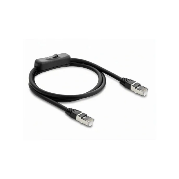 Delock RJ45 Kabel Stecker zu Stecker mit Schalter Cat.6 F UTP 0.3 m - Netzwerkschaltung schwarz — image 1
