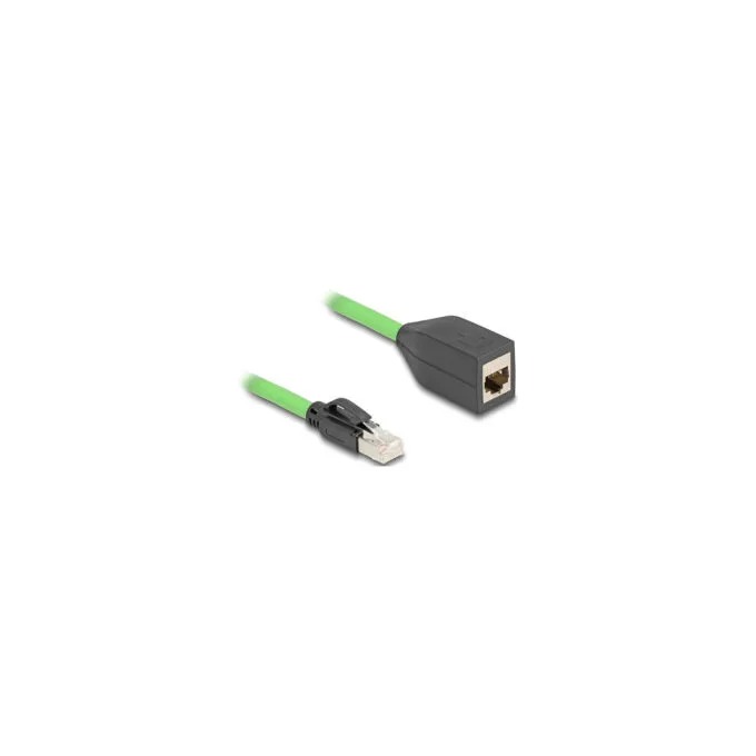 Delock RJ45 Netzwerk Verlängerungskabel Cat.6A Stecker zu Buchse SF UTP schleppkettentauglich PUR (TPU) 1 m grün — image 1