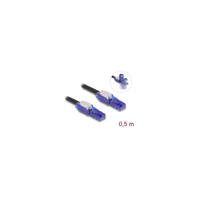 Delock RJ45 Netzwerkkabel Cat.6 UTP mit 180° winkelbaren Steckern schwarz 0.5 m — image 2