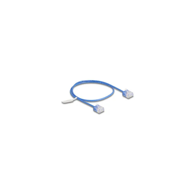 Delock RJ45 Netzwerkkabel Cat.6 UTP Ultra Slim 0.5 m blau mit kurzen Steckern — image 1