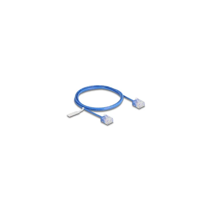 Delock RJ45 Netzwerkkabel Cat.6 UTP Ultra Slim 1 m blau mit kurzen Steckern — image 1