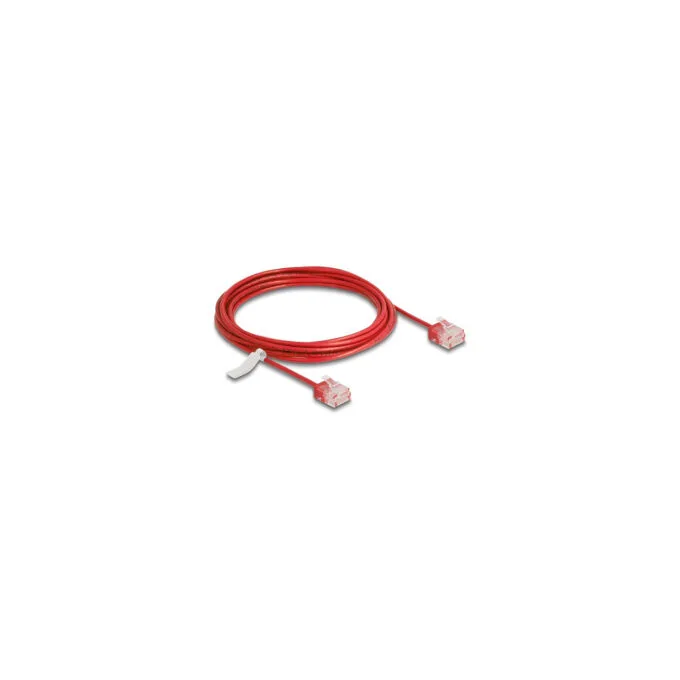Delock RJ45 Netzwerkkabel Cat.6 UTP Ultra Slim 3 m rot mit kurzen Steckern — image 1