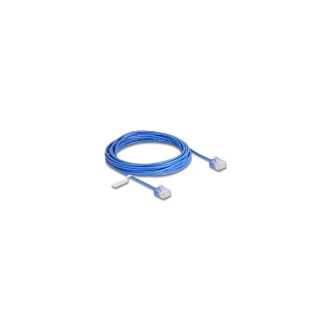 Delock RJ45 Netzwerkkabel Cat.6 UTP Ultra Slim 5 m blau mit kurzen Steckern — image 1