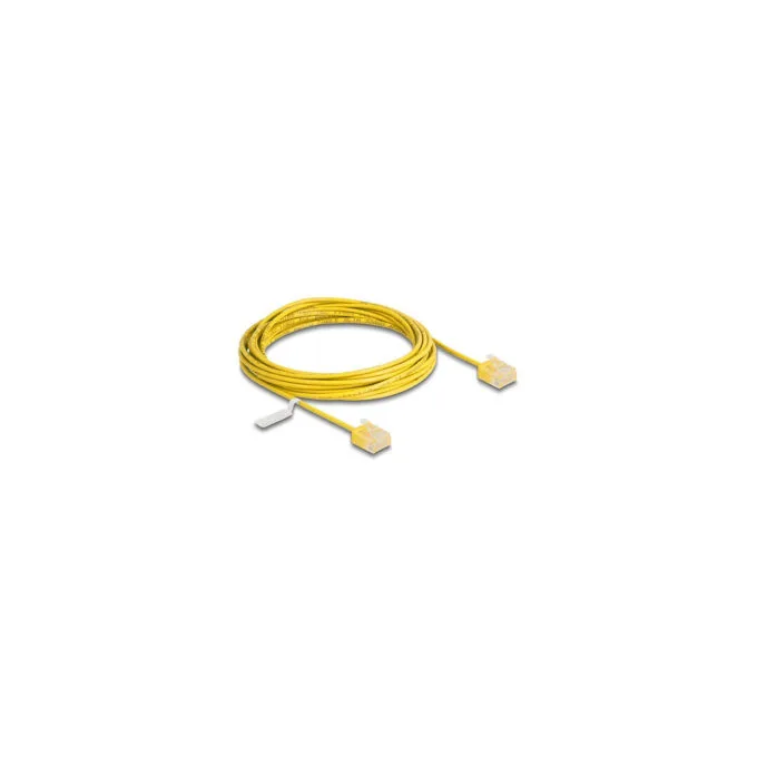 Delock RJ45 Netzwerkkabel Cat.6 UTP Ultra Slim 5 m gelb mit kurzen Steckern — image 1