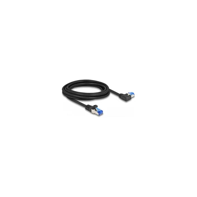 Delock RJ45 Netzwerkkabel Cat.6A S FTP gerade links gewinkelt 3 m schwarz — image 1
