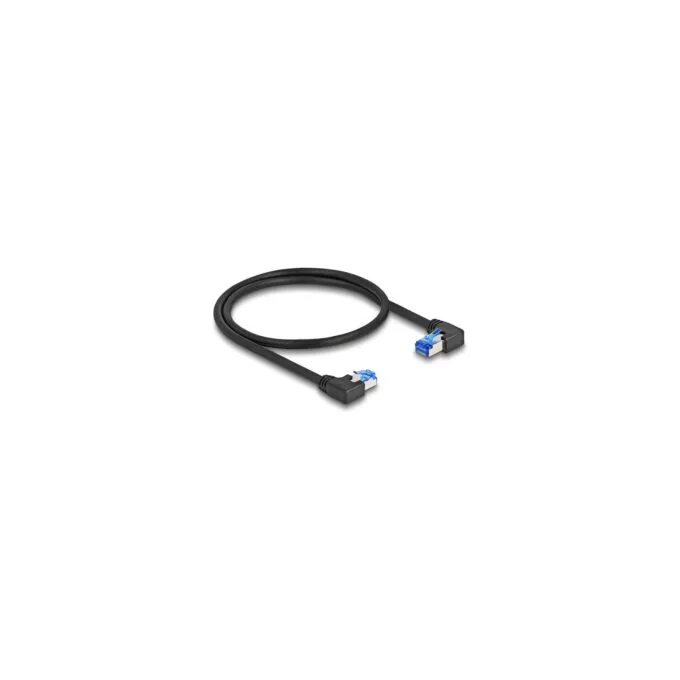 Delock RJ45 Netzwerkkabel Cat.6A S FTP rechts links gewinkelt 0.5 m schwarz — image 1