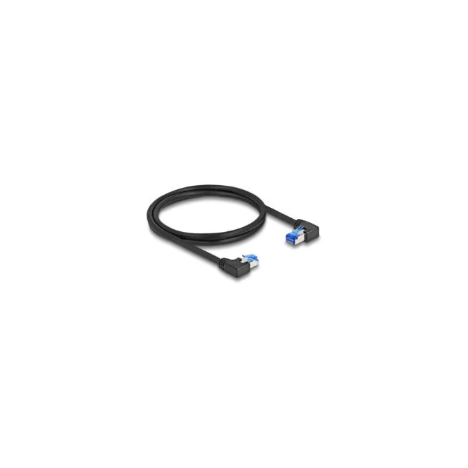 Delock RJ45 Netzwerkkabel Cat.6A S FTP rechts links gewinkelt 1 m schwarz — image 1