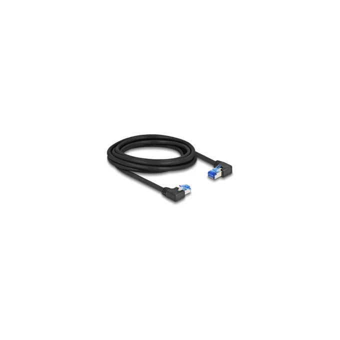 Delock RJ45 Netzwerkkabel Cat.6A S FTP rechts links gewinkelt 3 m schwarz — image 1