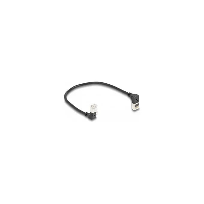 Delock RJ45 Netzwerkkabel Cat.6A S FTP Slim 90° oben unten gewinkelt 0.25 m schwarz — image 1