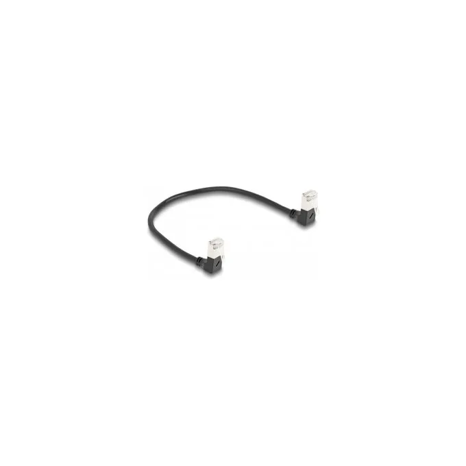 Delock RJ45 Netzwerkkabel Cat.6A S FTP Slim 90° unten unten gewinkelt 0.25 m schwarz — image 1