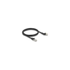 Delock RJ45 Netzwerkkabel Cat.6A S FTP Stecker 45° nach links gewinkelt zu Stecker gerade 1 m schwarz