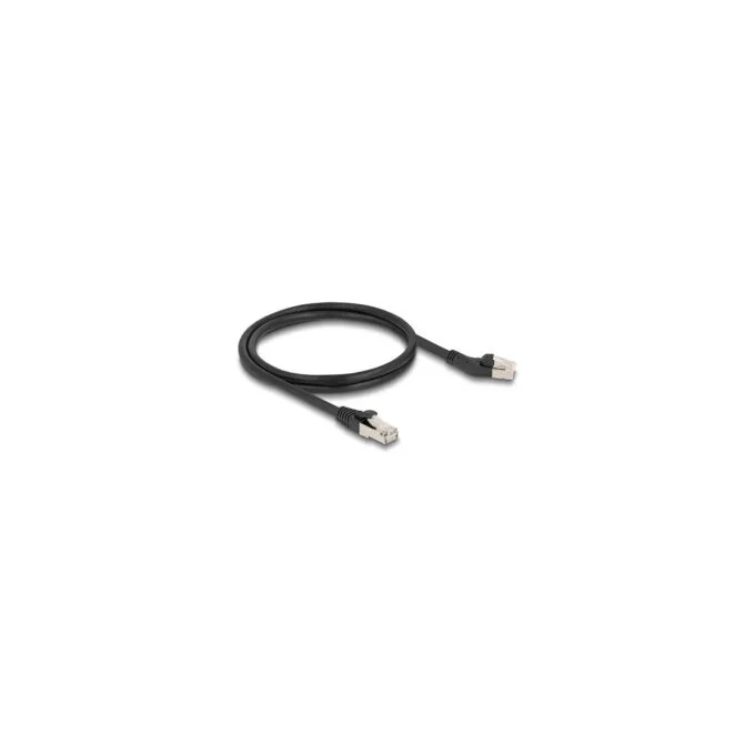 Delock RJ45 Netzwerkkabel Cat.6A S FTP Stecker 45° nach links gewinkelt zu Stecker gerade 1 m schwarz — image 1