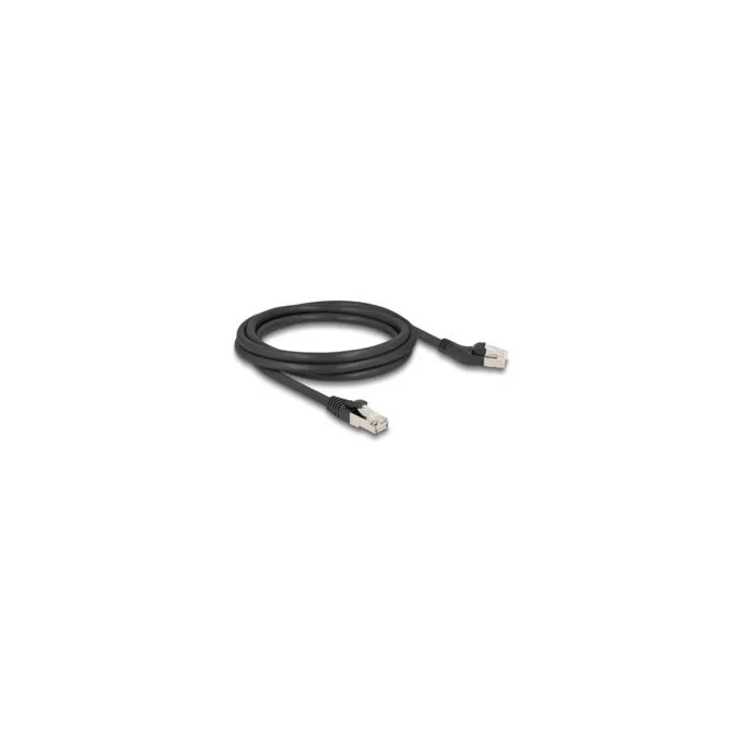 Delock RJ45 Netzwerkkabel Cat.6A S FTP Stecker 45° nach links gewinkelt zu Stecker gerade 2 m schwarz — image 1