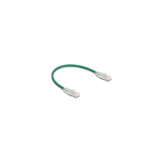 Delock RJ45 Netzwerkkabel Cat.6A Stecker zu Stecker mit gebogener Rastnase U FTP Slim 0.3 m grün — image 1