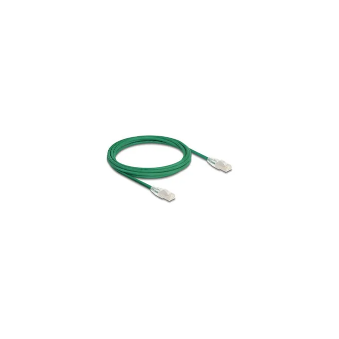 Delock RJ45 Netzwerkkabel Cat.6A Stecker zu Stecker mit gebogener Rastnase U FTP Slim 3 m grün — image 1