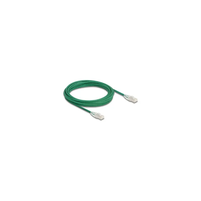 Delock RJ45 Netzwerkkabel Cat.6A Stecker zu Stecker mit gebogener Rastnase U FTP Slim 5 m grün — image 1