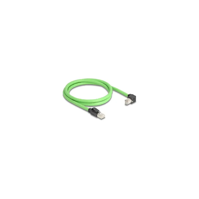 Delock RJ45 Netzwerkkabel Cat.6A Stecker zu Stecker unten gewinkelt SF UTP schleppkettentauglich PUR (TPU) 1 m grün — image 2