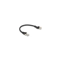 Delock RJ45 Netzwerkkabel Cat.8.1 S FTP Stecker 45° nach links gewinkelt zu Stecker gerade bis 40 Gbps 0.25 m schwarz