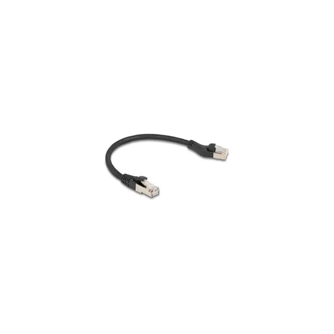 Delock RJ45 Netzwerkkabel Cat.8.1 S FTP Stecker 45° nach links gewinkelt zu Stecker gerade bis 40 Gbps 0.25 m schwarz — image 1