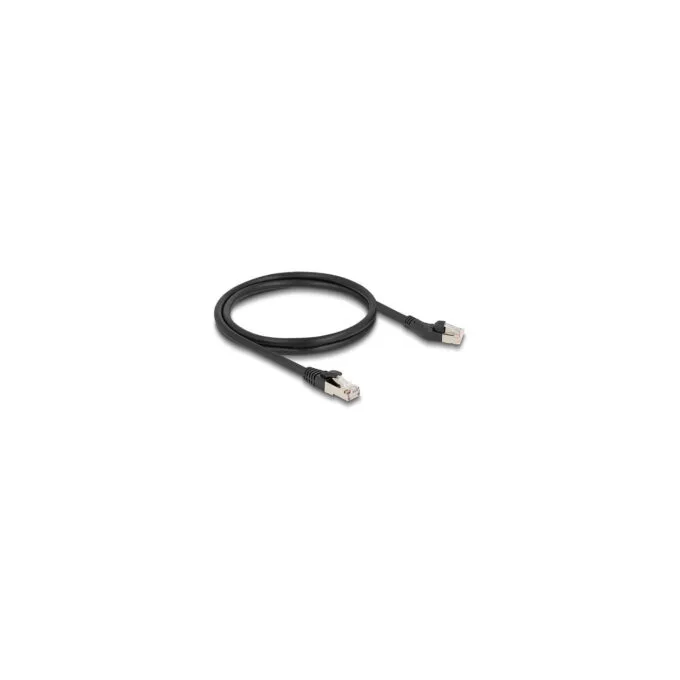 Delock RJ45 Netzwerkkabel Cat.8.1 S FTP Stecker 45° nach links gewinkelt zu Stecker gerade bis 40 Gbps 1 m schwarz — image 1