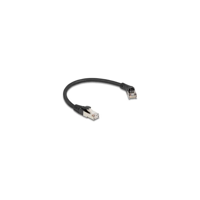 Delock RJ45 Netzwerkkabel Cat.8.1 S FTP Stecker 45° nach rechts gewinkelt zu Stecker gerade bis 40 Gbps 0.25 m schwarz — image 1