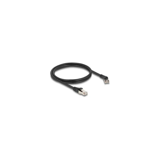 Delock RJ45 Netzwerkkabel Cat.8.1 S FTP Stecker 45° nach rechts gewinkelt zu Stecker gerade bis 40 Gbps 1 m schwarz — image 1
