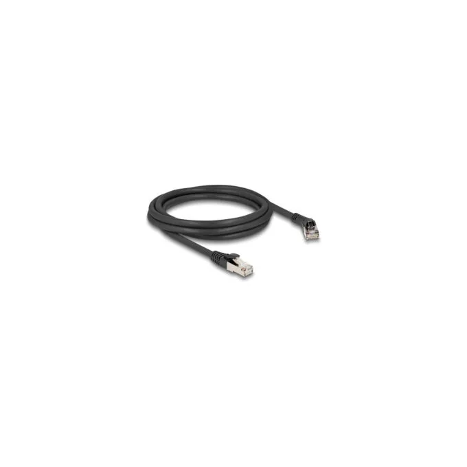 Delock RJ45 Netzwerkkabel Cat.8.1 S FTP Stecker 45° nach rechts gewinkelt zu Stecker gerade bis 40 Gbps 2 m schwarz — image 1